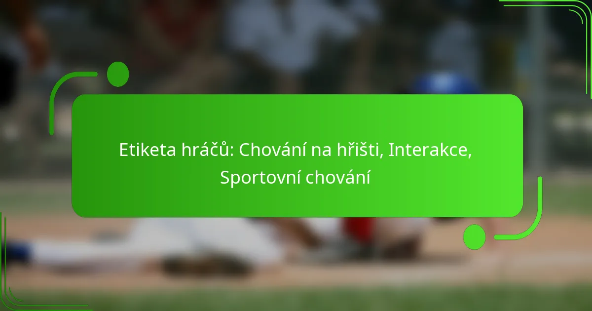 Etiketa hráčů: Chování na hřišti, Interakce, Sportovní chování