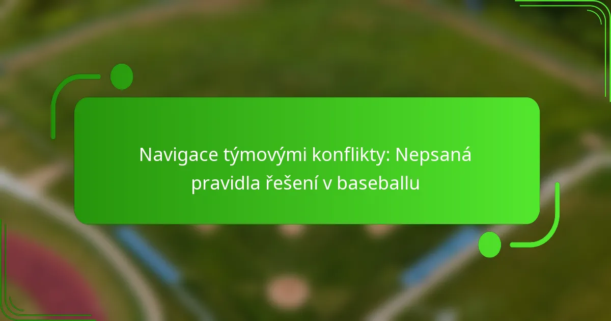Navigace týmovými konflikty: Nepsaná pravidla řešení v baseballu
