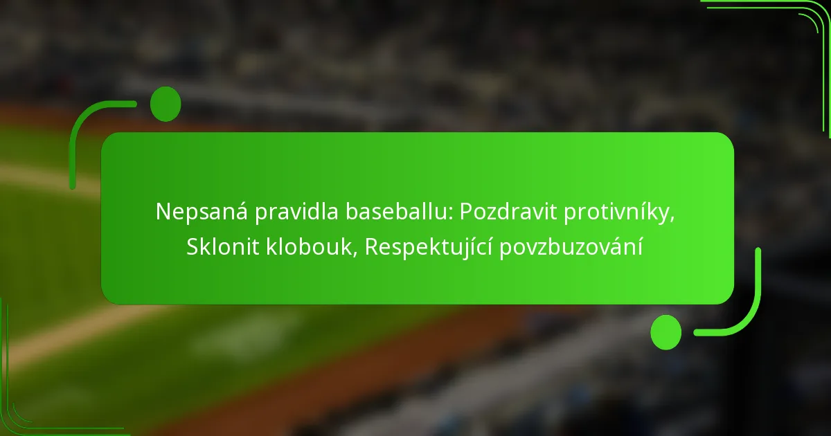 Nepsaná pravidla baseballu: Pozdravit protivníky, Sklonit klobouk, Respektující povzbuzování