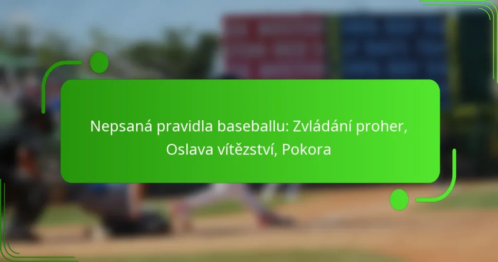 Nepsaná pravidla baseballu: Zvládání proher, Oslava vítězství, Pokora