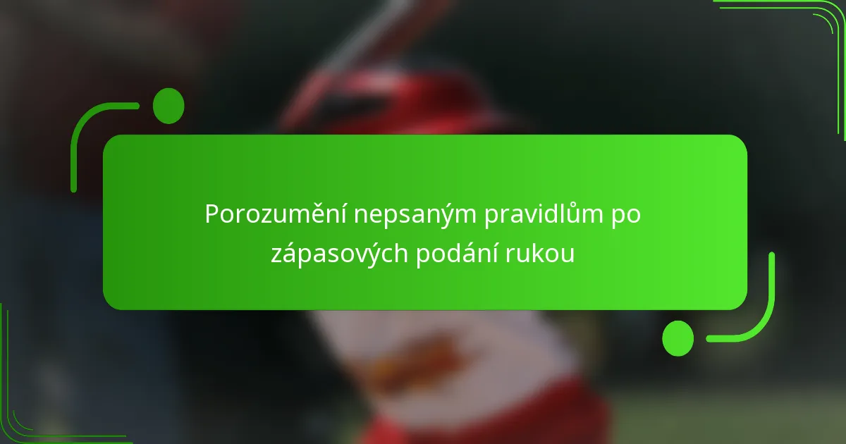 Porozumění nepsaným pravidlům po zápasových podání rukou