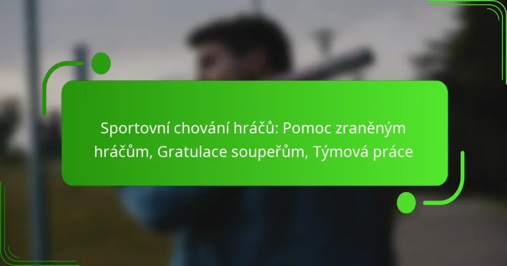 Sportovní chování hráčů: Pomoc zraněným hráčům, Gratulace soupeřům, Týmová práce