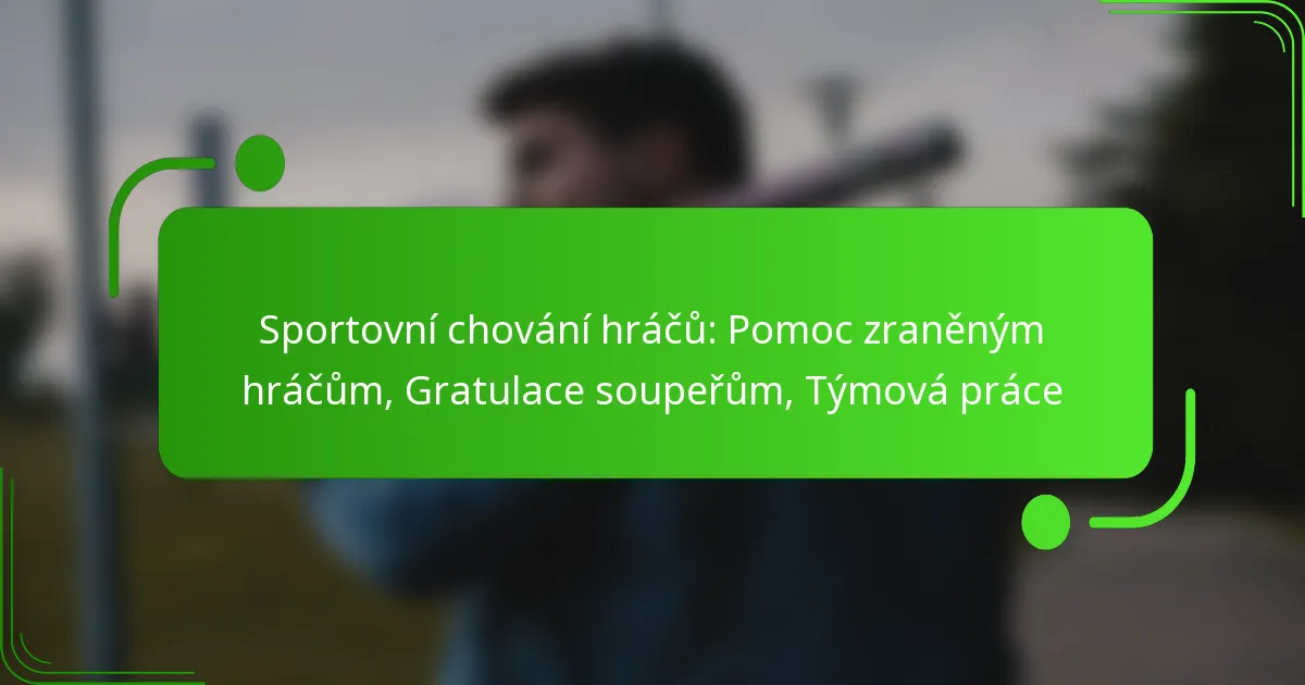 Sportovní chování hráčů: Pomoc zraněným hráčům, Gratulace soupeřům, Týmová práce