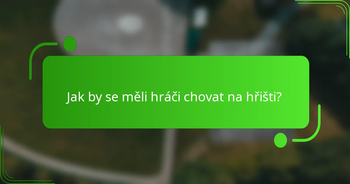 Jak by se měli hráči chovat na hřišti?
