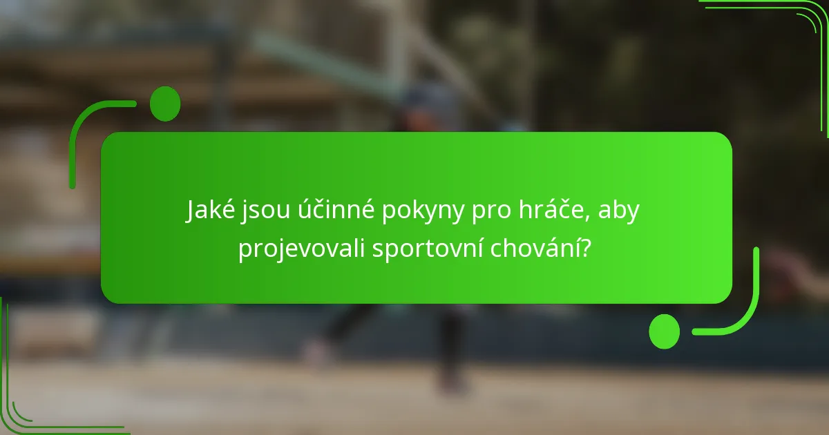 Jaké jsou účinné pokyny pro hráče, aby projevovali sportovní chování?