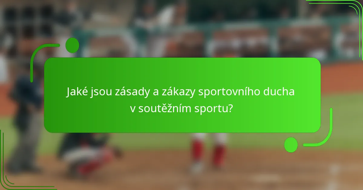 Jaké jsou zásady a zákazy sportovního ducha v soutěžním sportu?