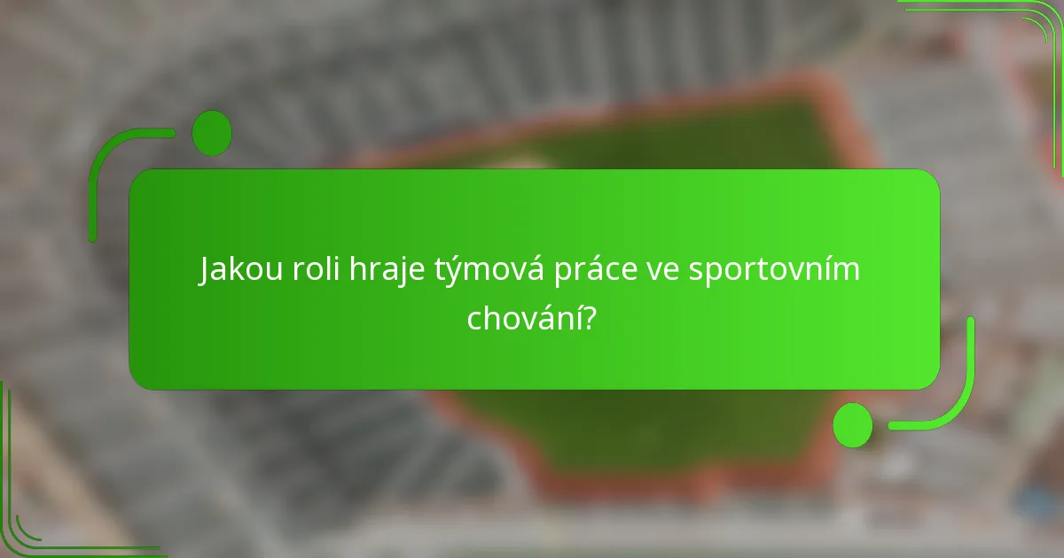 Jakou roli hraje týmová práce ve sportovním chování?